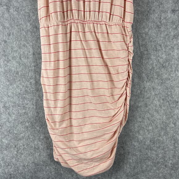 Anthropologie Sundry Tank Dress Womens Medium 2 Pink Stripe Ruched Racerback - Picture 4 of 12